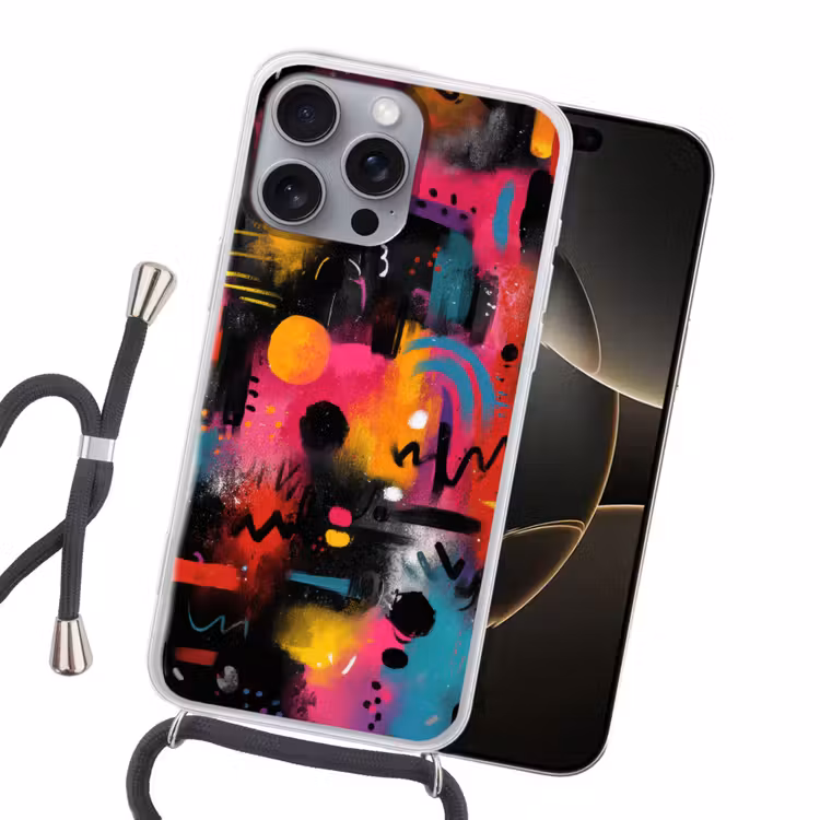Kleurvlakken - Vormen - Kleurrijk - Abstract Hoesje iPhone 16 Pro Max met koord klein -sfeer1