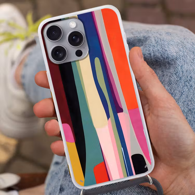 Kleurbanen - Verticaal - Kleurrijk Hoesje iPhone 16 Pro Max met koord klein -sfeer3