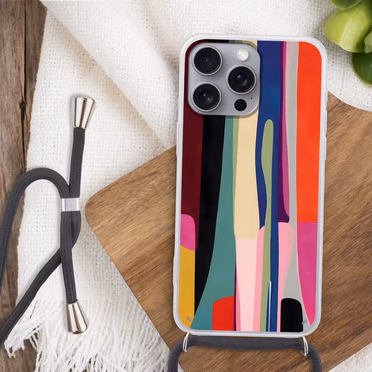 Kleurbanen - Verticaal - Kleurrijk Hoesje iPhone 16 Pro Max met koord klein -sfeer4