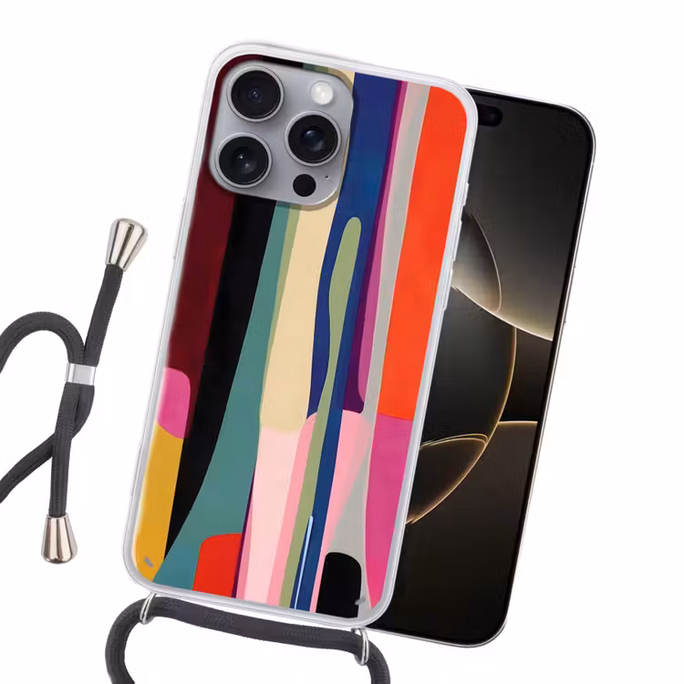 Kleurbanen - Verticaal - Kleurrijk Hoesje iPhone 16 Pro Max met koord klein -sfeer1