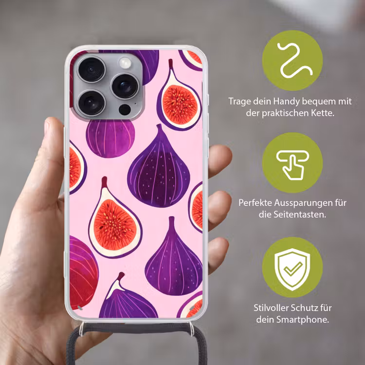 Vijgen - Roze - Paars Hoesje iPhone 16 Pro Max met koord klein -sfeer2_DE