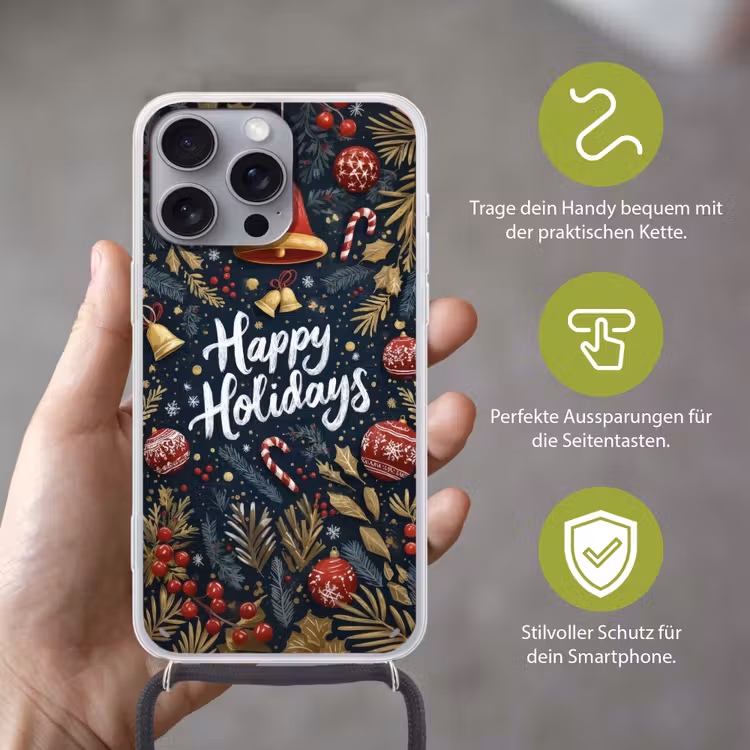 Feestelijk - Kerstgroet - Kleurrijk Hoesje iPhone 16 Pro Max met koord klein -sfeer2_DE