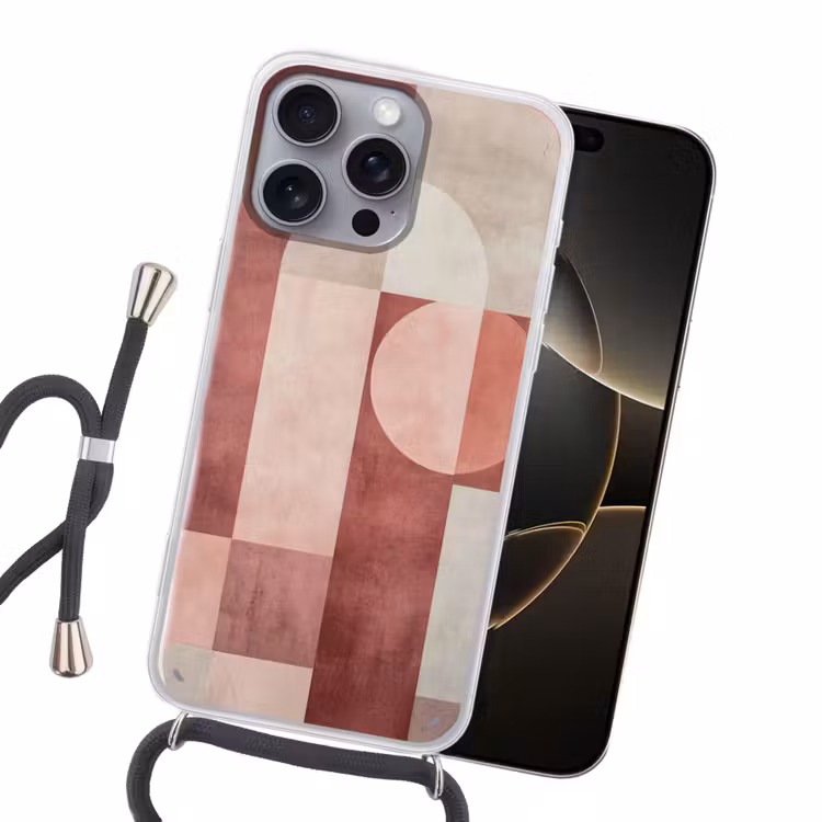 Figuren - Abstract - Roze Hoesje iPhone 16 Pro Max met koord klein -sfeer1