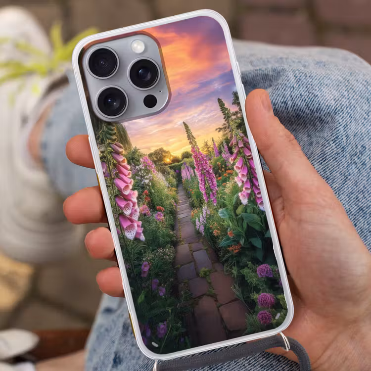 Vingerhoedskruid - Bloemen - Tuin Hoesje iPhone 16 Pro Max met koord klein -sfeer3