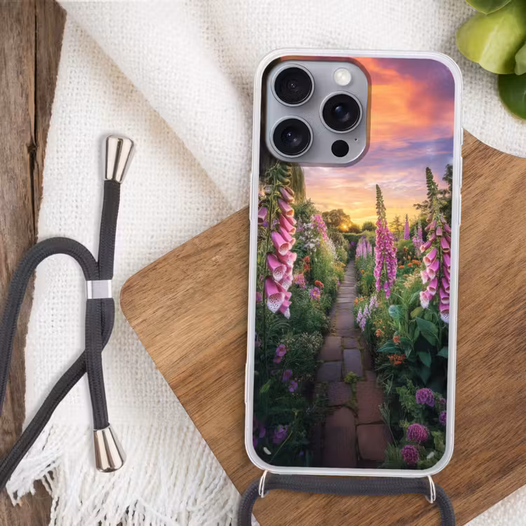 Vingerhoedskruid - Bloemen - Tuin Hoesje iPhone 16 Pro Max met koord klein -sfeer4