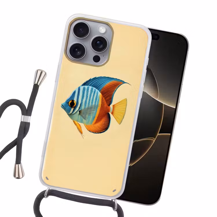 Vis - Vinnen - Blauw - Ogen Hoesje iPhone 16 Pro Max met koord klein -sfeer1
