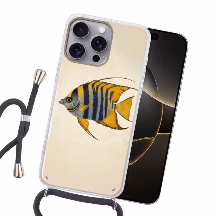 Vis - Sierlijk - Vinnen - Illustratie Hoesje iPhone 16 Pro Max met koord klein -sfeer1