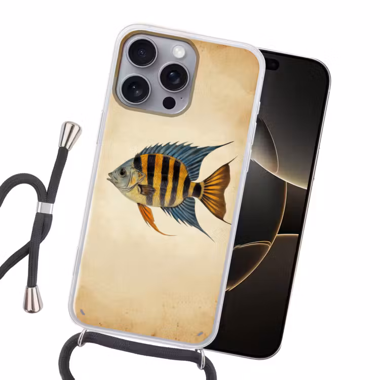 Vis - Tropisch - Strepen - Vinnen Hoesje iPhone 16 Pro Max met koord klein -sfeer1