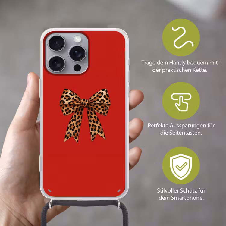 Strik - Sierlijk - Panter - Rood Hoesje iPhone 16 Pro Max met koord klein -sfeer2_DE