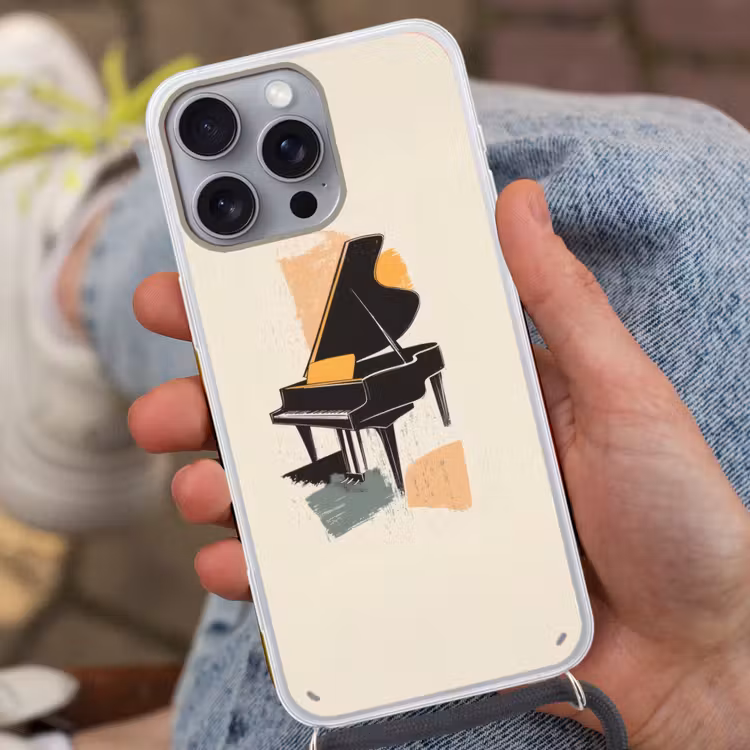 Vleugel - Zwart - Abstract - Illustratie Hoesje iPhone 16 Pro Max met koord klein -sfeer3