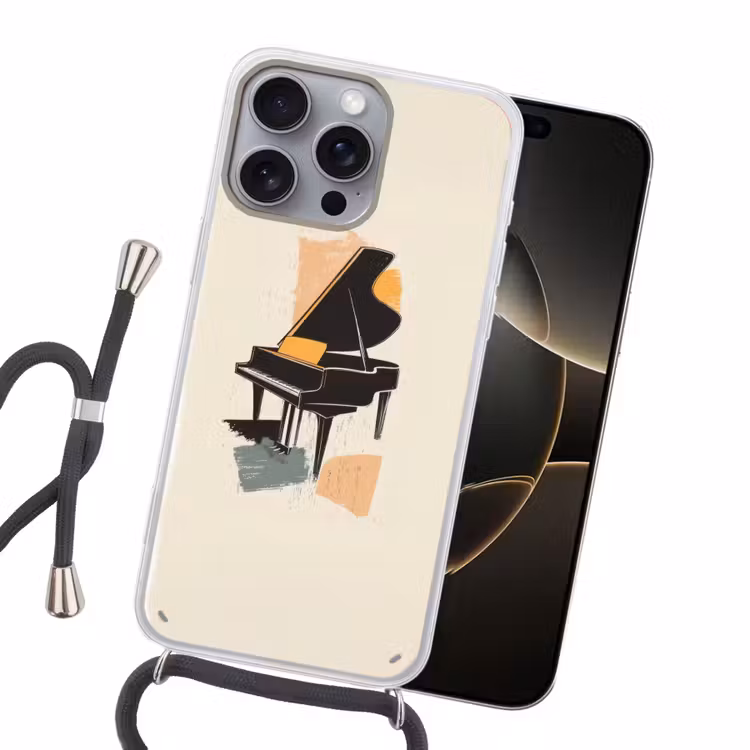 Vleugel - Zwart - Abstract - Illustratie Hoesje iPhone 16 Pro Max met koord klein -sfeer1