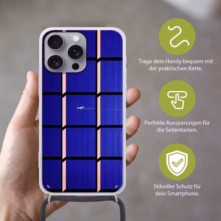 Vliegtuig - Ruiten - Blauw - Rechthoekig Hoesje iPhone 16 Pro Max met koord klein -sfeer2_DE