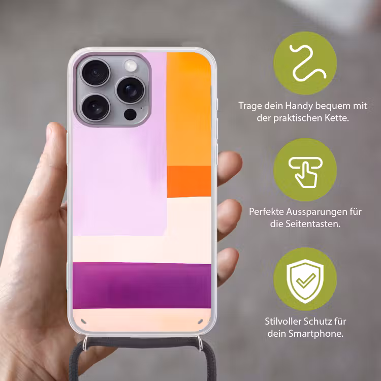 Vlakken - Abstract - Rechthoekig - Oranje Hoesje iPhone 16 Pro Max met koord klein -sfeer2_DE