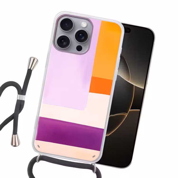 Vlakken - Abstract - Rechthoekig - Oranje Hoesje iPhone 16 Pro Max met koord klein -sfeer1