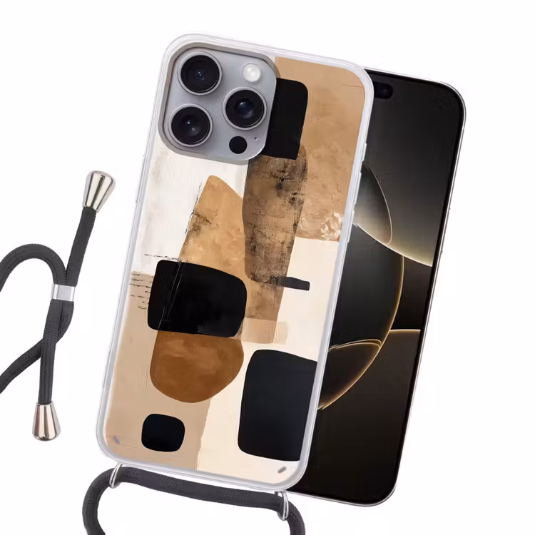 Vlakken - Abstract - Zwart - Strepen Hoesje iPhone 16 Pro Max met koord klein -sfeer1