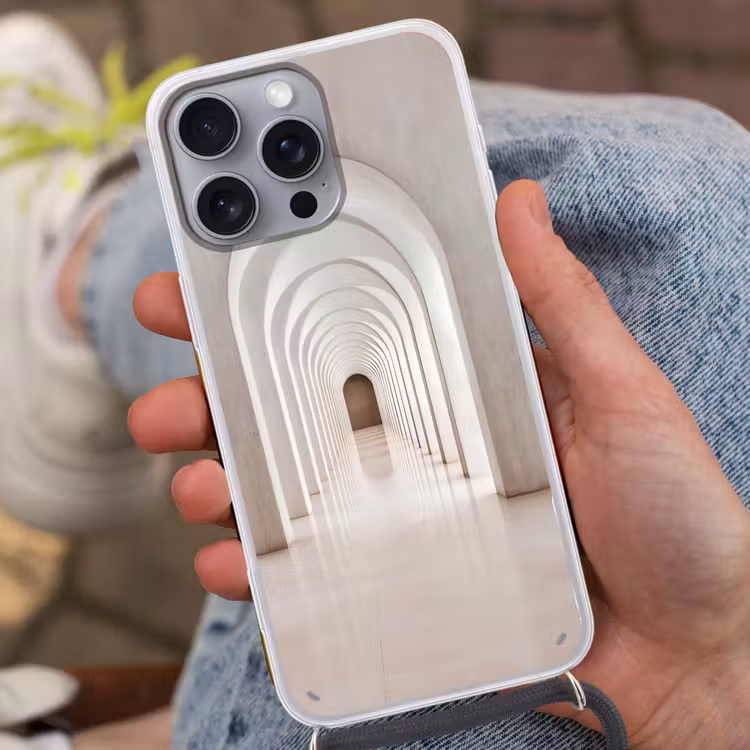 Hal - Bogen - Symmetrisch - Modern Hoesje iPhone 16 Pro Max met koord klein -sfeer3