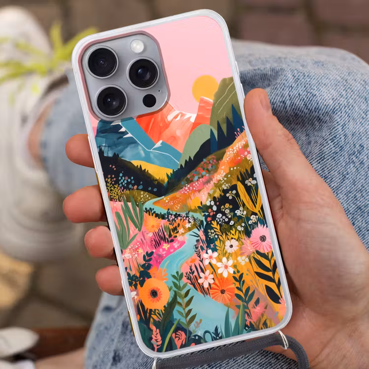 Rivier - Diepte - Bloemen Hoesje iPhone 16 Pro Max met koord klein -sfeer3