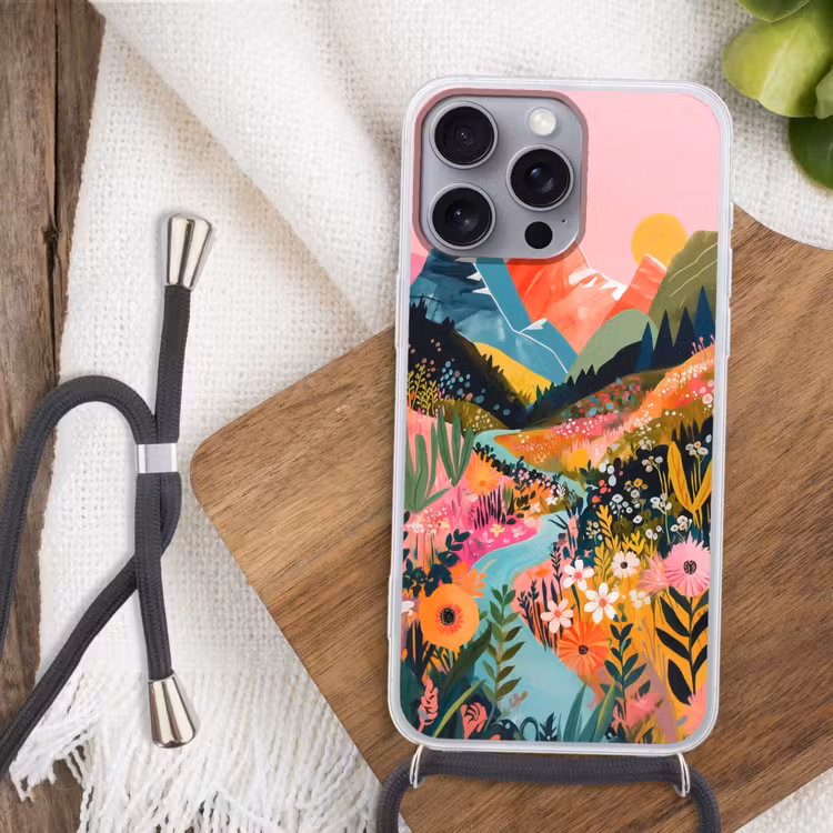Rivier - Diepte - Bloemen Hoesje iPhone 16 Pro Max met koord klein -sfeer4