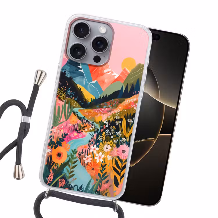 Rivier - Diepte - Bloemen Hoesje iPhone 16 Pro Max met koord klein -sfeer1