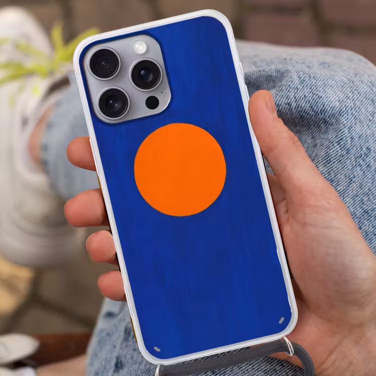 Vorm - Rond - Minimalistisch - Blauw Hoesje iPhone 16 Pro Max met koord klein -sfeer3