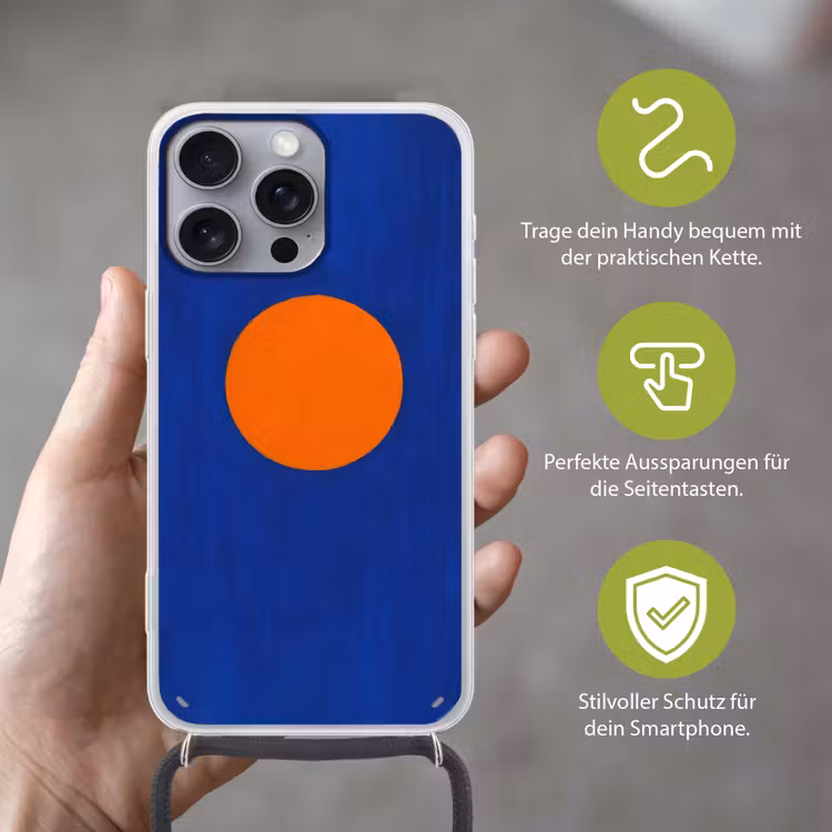 Vorm - Rond - Minimalistisch - Blauw Hoesje iPhone 16 Pro Max met koord klein -sfeer2_DE
