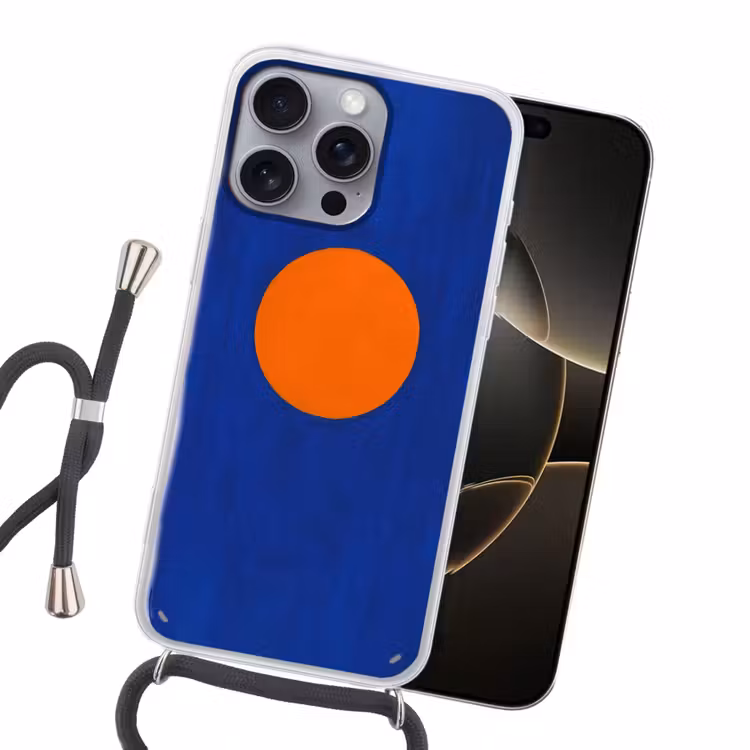 Vorm - Rond - Minimalistisch - Blauw Hoesje iPhone 16 Pro Max met koord klein -sfeer1