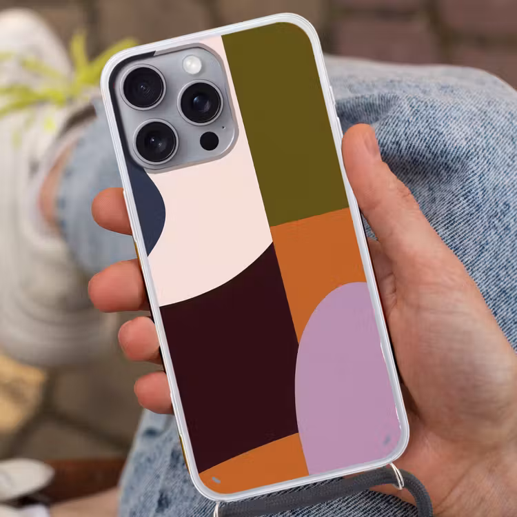 Vormen - Abstract - Kleuren - Vierkant Hoesje iPhone 16 Pro Max met koord klein -sfeer3