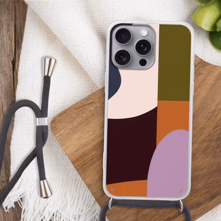 Vormen - Abstract - Kleuren - Vierkant Hoesje iPhone 16 Pro Max met koord klein -sfeer4