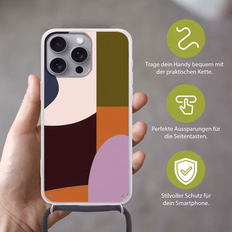 Vormen - Abstract - Kleuren - Vierkant Hoesje iPhone 16 Pro Max met koord klein -sfeer2_DE