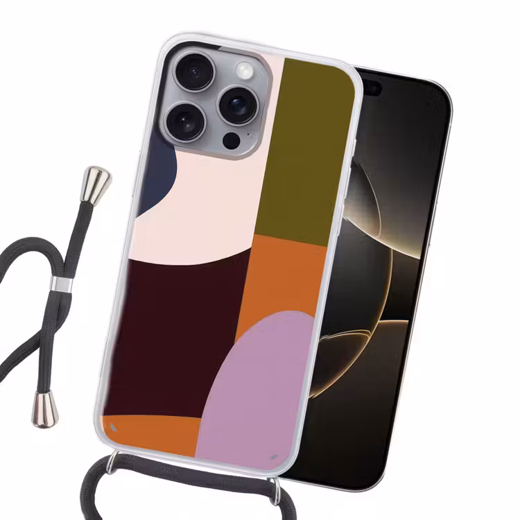 Vormen - Abstract - Kleuren - Vierkant Hoesje iPhone 16 Pro Max met koord klein -sfeer1