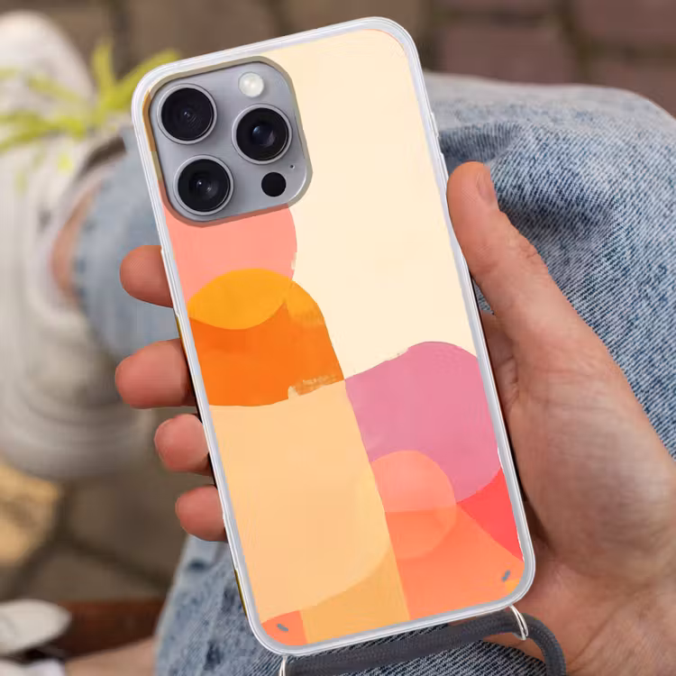 Vormen - Abstract - Kleurrijk Hoesje iPhone 16 Pro Max met koord klein -sfeer3