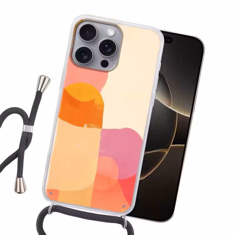 Vormen - Abstract - Kleurrijk Hoesje iPhone 16 Pro Max met koord klein -sfeer1
