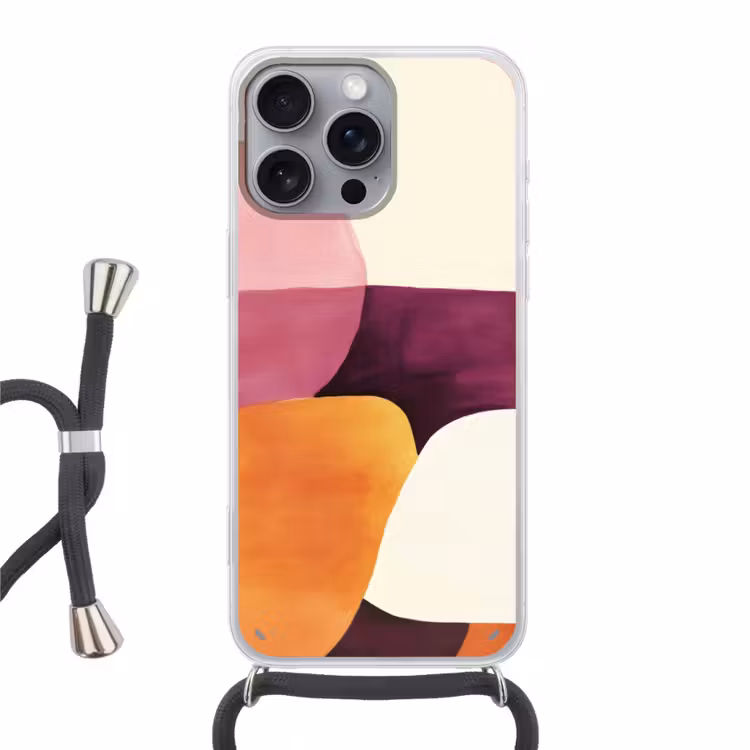 Vormen - Abstract - Kleurrijk Hoesje iPhone 16 Pro Max met koord klein -3d