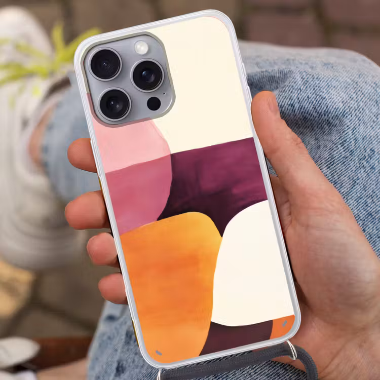Vormen - Abstract - Kleurrijk Hoesje iPhone 16 Pro Max met koord klein -sfeer3