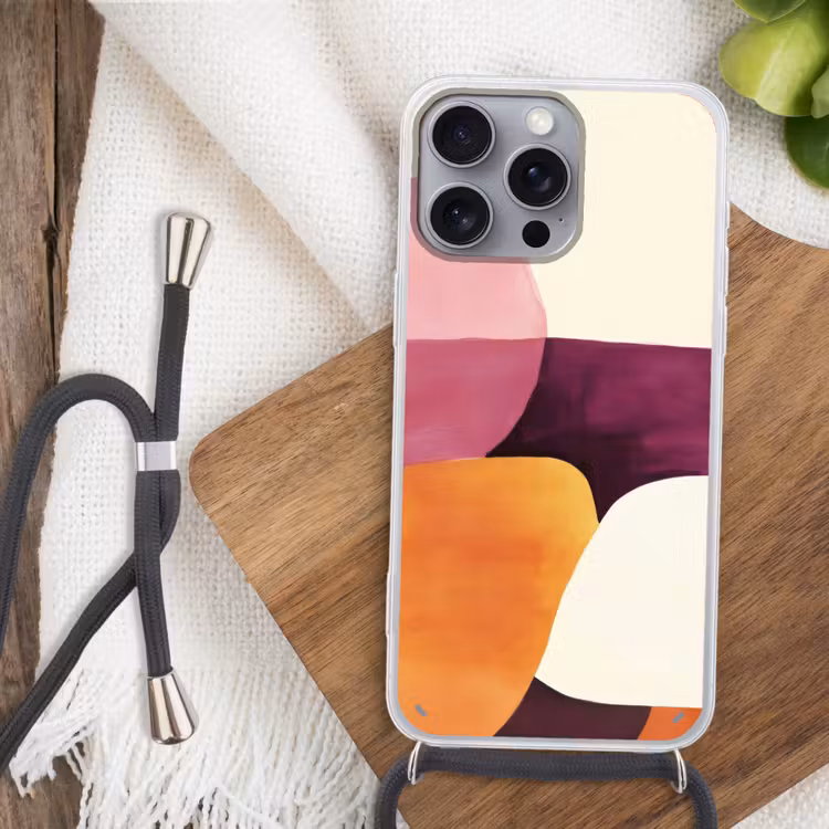 Vormen - Abstract - Kleurrijk Hoesje iPhone 16 Pro Max met koord klein -sfeer4