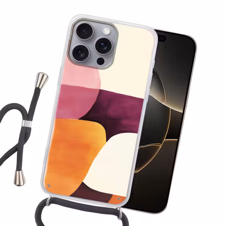 Vormen - Abstract - Kleurrijk Hoesje iPhone 16 Pro Max met koord klein -sfeer1