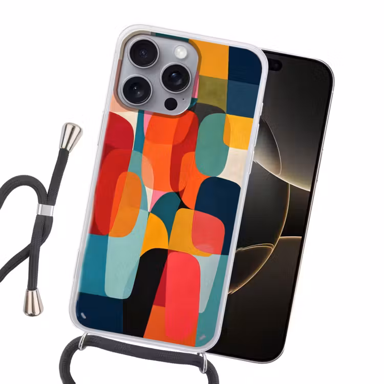 Vormen - Kleurrijk - Abstract - Vlakken Hoesje iPhone 16 Pro Max met koord klein -sfeer1
