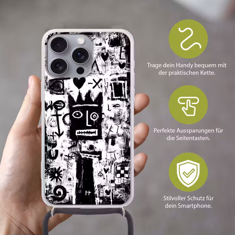 Vormen - Gezocht - Zwart - Abstract Hoesje iPhone 16 Pro Max met koord klein -sfeer2_DE