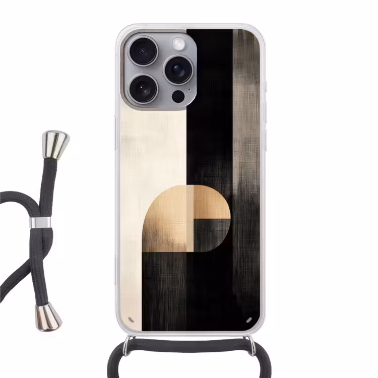 Vormen - Modern - Zwart Hoesje iPhone 16 Pro Max met koord klein -3d