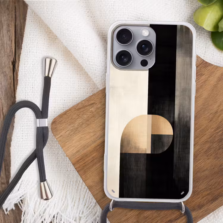 Vormen - Modern - Zwart Hoesje iPhone 16 Pro Max met koord klein -sfeer4