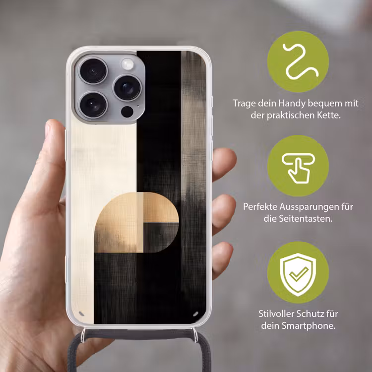 Vormen - Modern - Zwart Hoesje iPhone 16 Pro Max met koord klein -sfeer2_DE