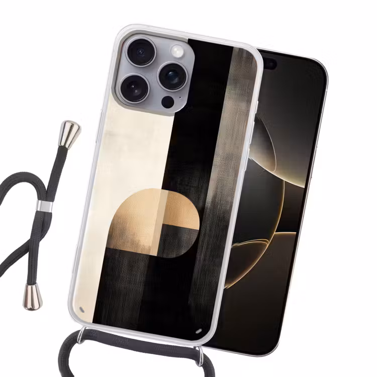 Vormen - Modern - Zwart Hoesje iPhone 16 Pro Max met koord klein -sfeer1