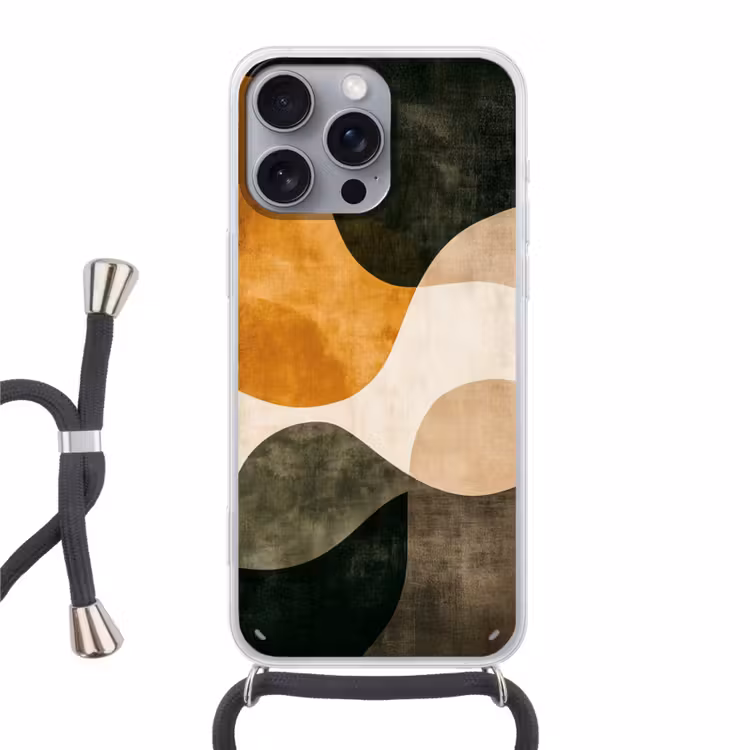 Vormen - Okergeel - Abstract Hoesje iPhone 16 Pro Max met koord klein -3d