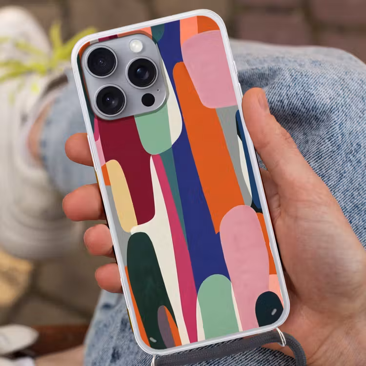 Vormen - Ritmisch - Kleuren - Abstract Hoesje iPhone 16 Pro Max met koord klein -sfeer3