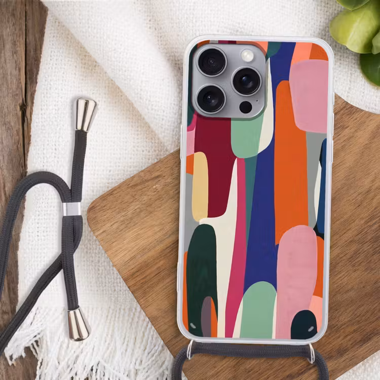 Vormen - Ritmisch - Kleuren - Abstract Hoesje iPhone 16 Pro Max met koord klein -sfeer4