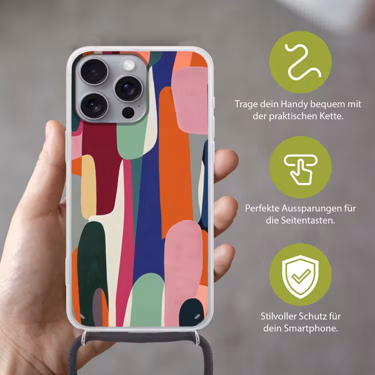 Vormen - Ritmisch - Kleuren - Abstract Hoesje iPhone 16 Pro Max met koord klein -sfeer2_DE