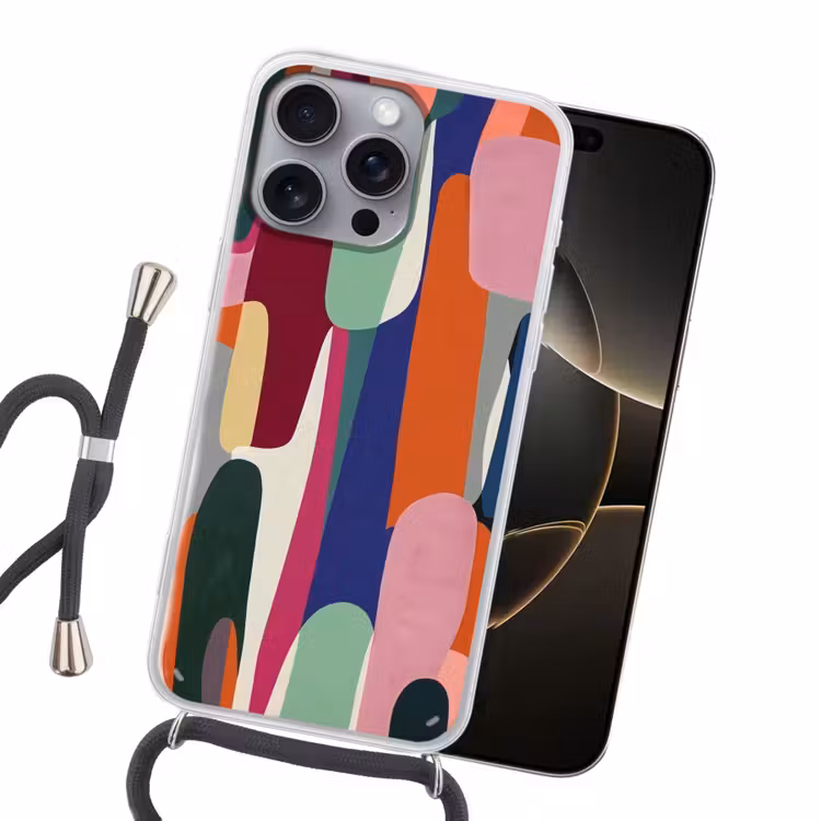 Vormen - Ritmisch - Kleuren - Abstract Hoesje iPhone 16 Pro Max met koord klein -sfeer1