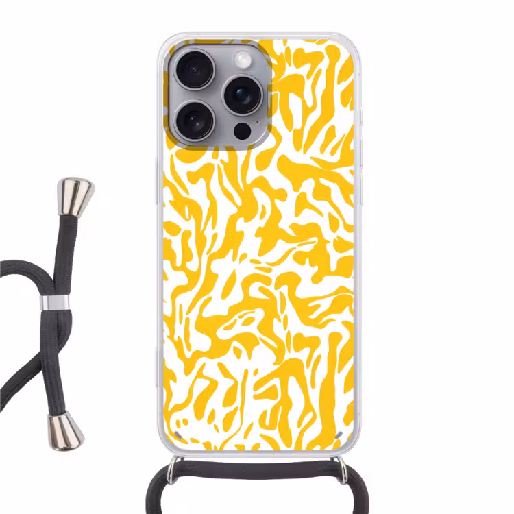Vormen - Wit - Abstract Hoesje iPhone 16 Pro Max met koord klein -3d