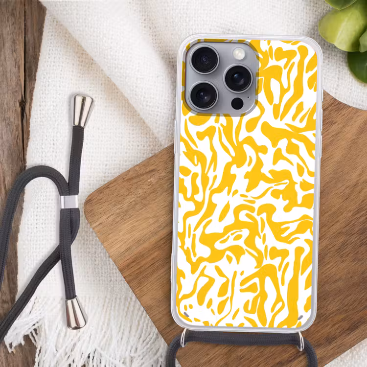 Vormen - Wit - Abstract Hoesje iPhone 16 Pro Max met koord klein -sfeer4