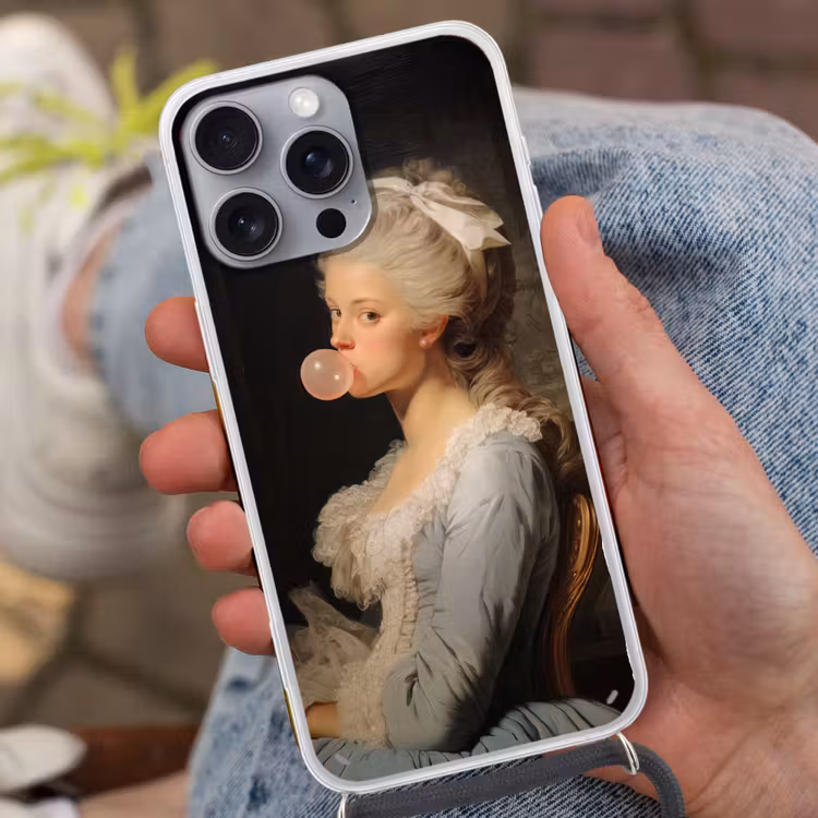 Vrouw - Barokjurk - Kauwgom Hoesje iPhone 16 Pro Max met koord klein -sfeer3